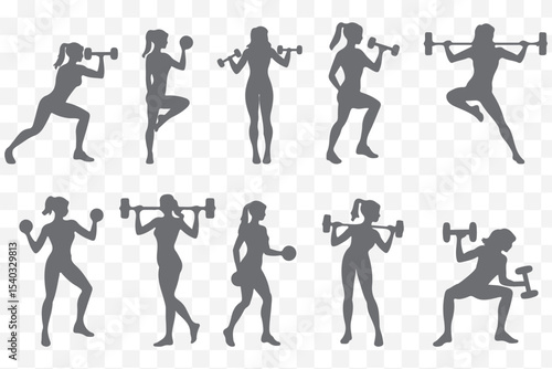 Fitness gym silhouettes set ,Fitness exercise silhouettes set eps 10