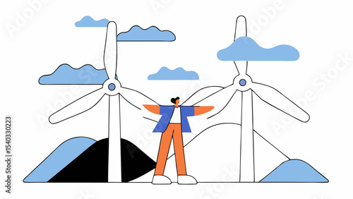 Person Embracing Clean Energy and Wind Power