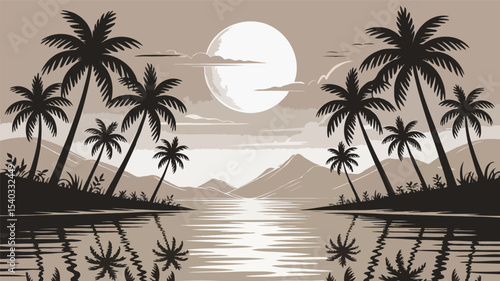 tropical island with palm trees