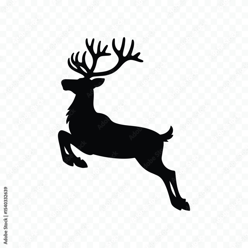 Obraz premium Jumping reindeer silhouette vector graphic