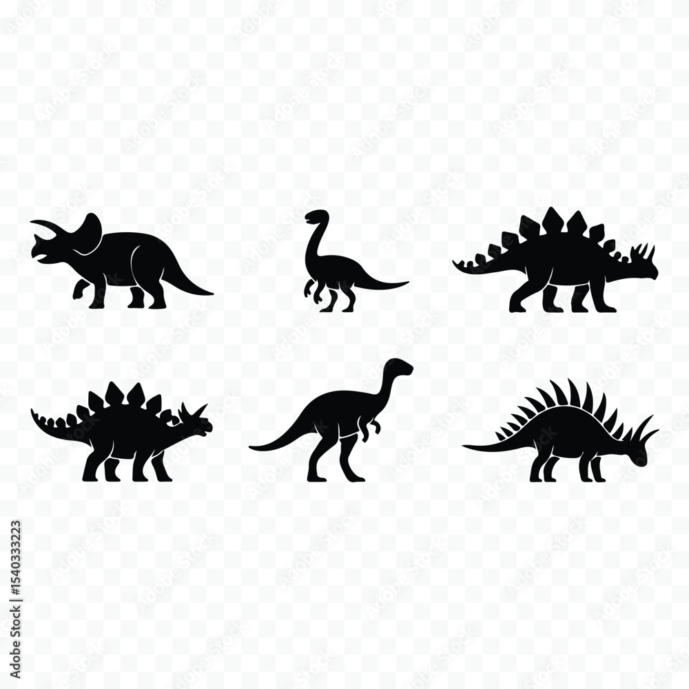 Obraz premium Six dinosaur silhouettes set illustration silhouette