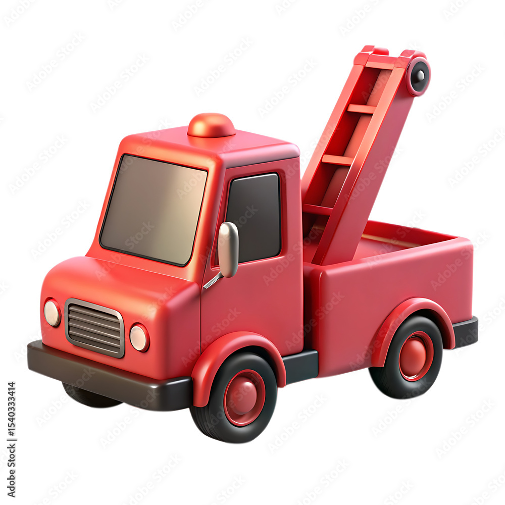 Naklejka premium Cartoon red tow truck isolated on transparent background