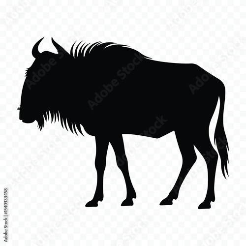 Wildebeest silhouette african animal profile