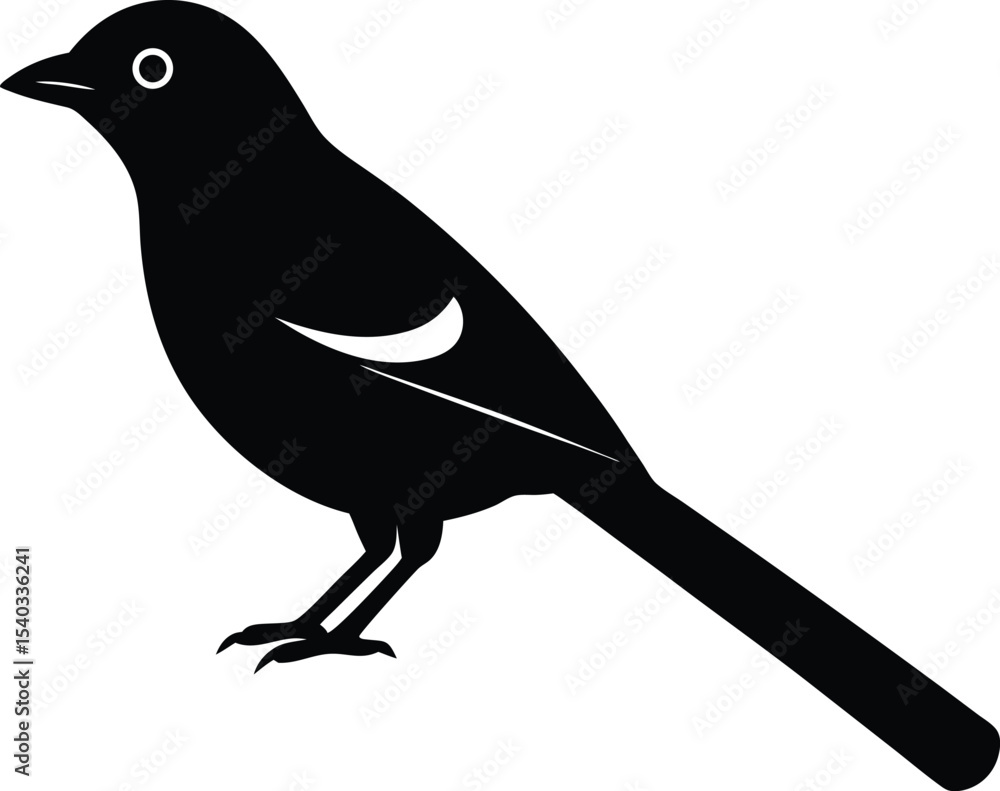 Obraz premium Black Bulbul silhouette vector art illustration and minimal black and white design
