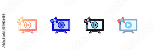 Broadcast icon set multiple style collection