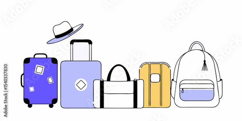 Travel Collection Featuring Personal Belongings Ready for Adventure
