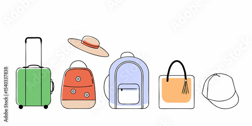 A Collection of Travel and Personal Belongings Ready for Adventure
