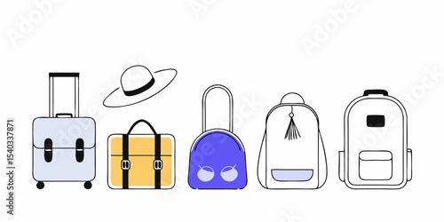 Travel Essentials Collection Personal Belongings Journey Items Packing Trip Accessories