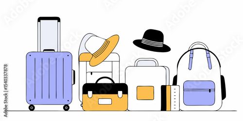 Travel essentials and personal belongings neatly arranged for a journey