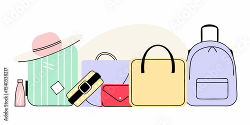 Travel Essentials Personal Belongings Packed for Adventure Journey