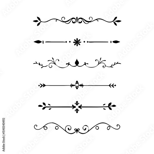 Set of Vintage decorative lines. text dividers. Line border. Lines separators, Borders, Vintage dividers, Underline elements. Vector illustration
