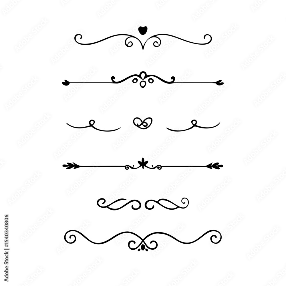 text dividers doodle set. Wedding decorative elements. Divider ornament, borders, floral, vintage line separators. Hand drawn vector illustration isolated on white background. Set page dividers.
text dividers doodle set. Wedding decorative elements. Divider ornament, borders, floral, vintage line separators. Hand drawn vector illustration isolated on white background. Set page dividers.
