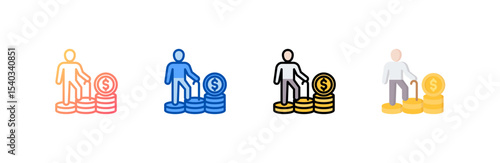 Retirement icon set multiple style collection
