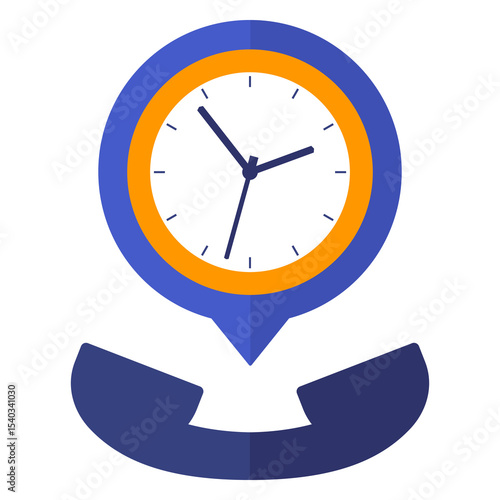 call duration line icon, phone and clock