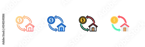 Property icon set multiple style collection