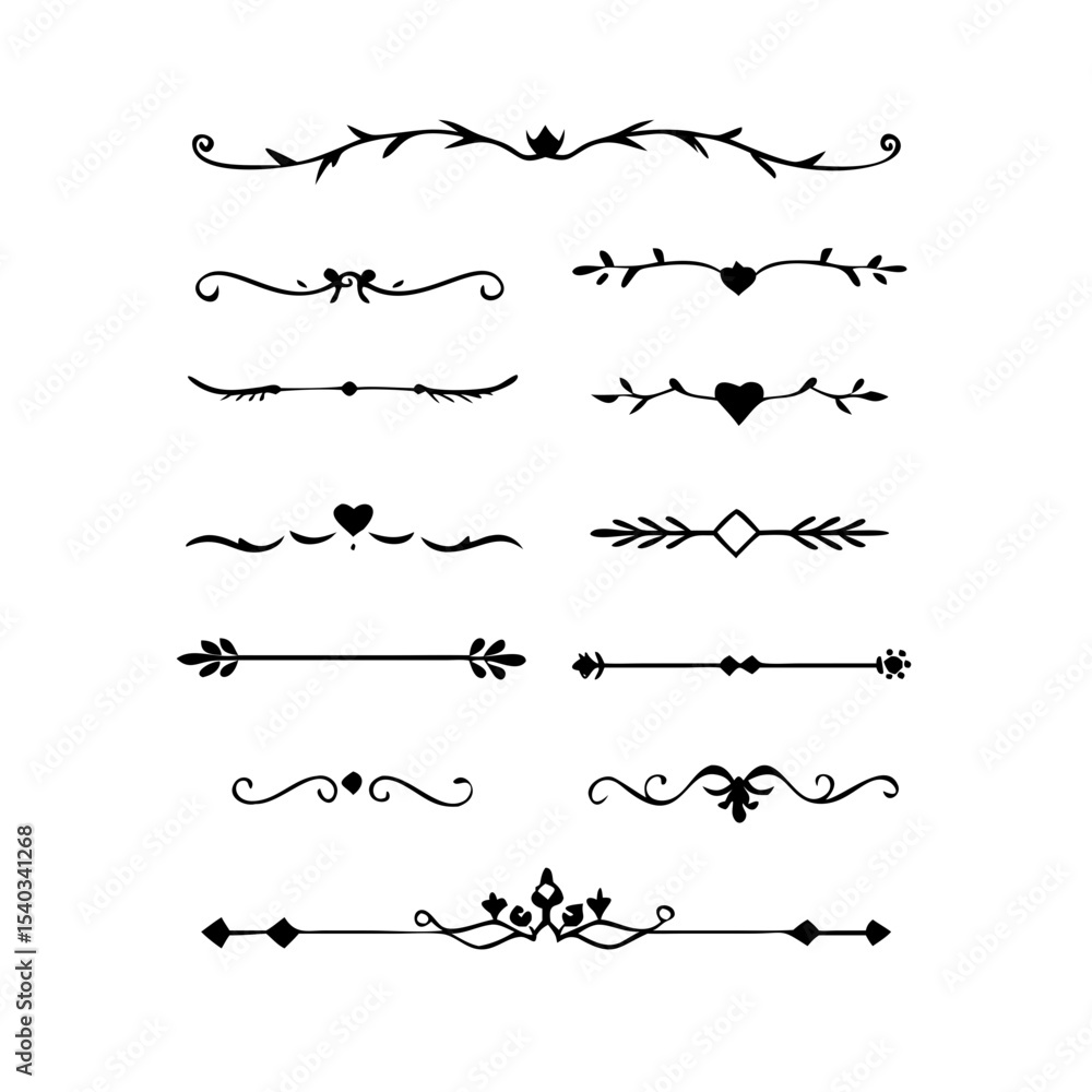 text dividers doodle set. Wedding decorative elements. Divider ornament, borders, floral, vintage line separators. Hand drawn vector illustration isolated on white background. Set page dividers.
text dividers doodle set. Wedding decorative elements. Divider ornament, borders, floral, vintage line separators. Hand drawn vector illustration isolated on white background. Set page dividers.