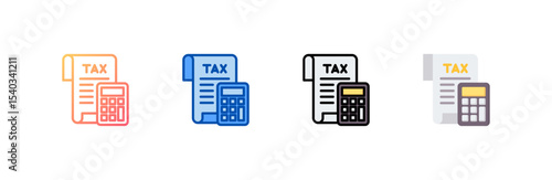 Tax Calculate icon set multiple style collection