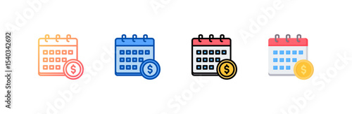 Calendar icon set multiple style collection