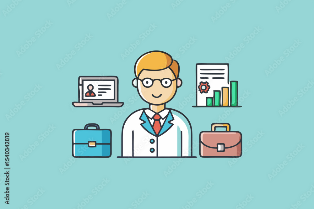 Business man with laptop and mobile phone cartoon vector illustration Business man with laptop and mobile phone cartoon vector illustration