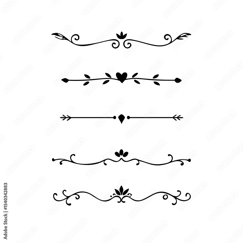 text dividers doodle set. Wedding decorative elements. Divider ornament, borders, floral, vintage line separators. Hand drawn vector illustration isolated on white background. Set page dividers.
text dividers doodle set. Wedding decorative elements. Divider ornament, borders, floral, vintage line separators. Hand drawn vector illustration isolated on white background. Set page dividers.