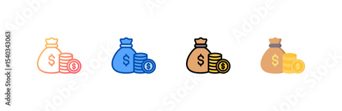 Budget icon set multiple style collection