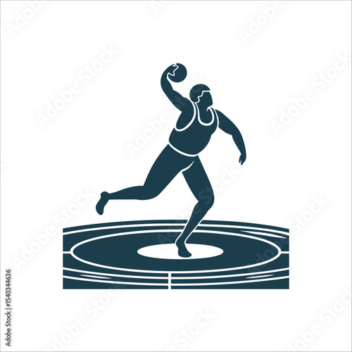 Discus Thrower Silhouette in Ring, Athlete Discus Throw Ring Athlete centered in circle