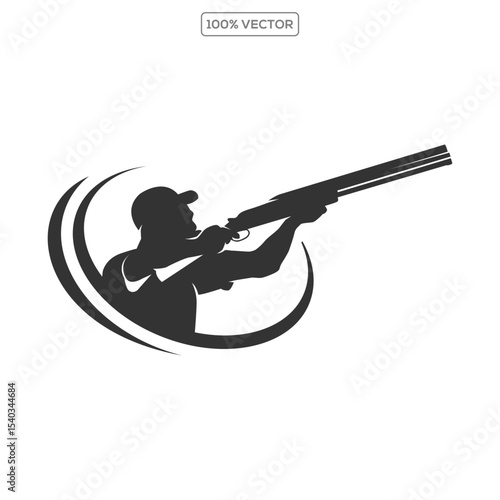 Trap shooting logo design vector illustration template