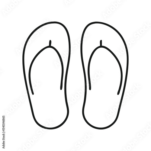 Flip flops footwear sandals icon line art vector illustration on white background