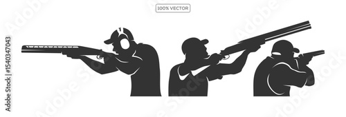 Trap shooting logo design vector illustration set collection