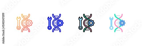 Genetic Engineering icon set multiple style collection