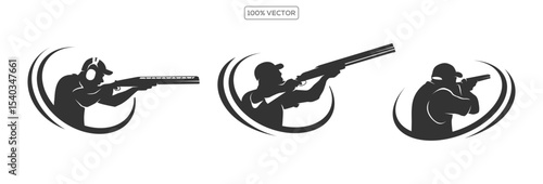 Trap shooting logo design vector illustration set collection pack