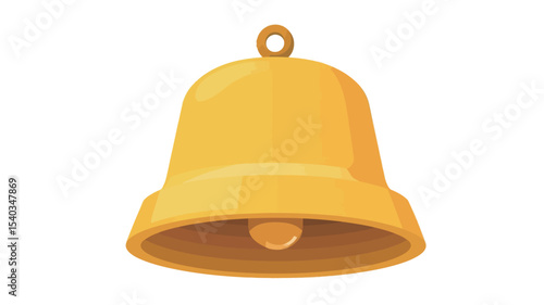 A digital illustration of a golden bell, rendered in a cartoonish style.  The bell is predominantly yellow/gold, with a smooth, shiny appearance. It has a simple, rounded design with a clearly