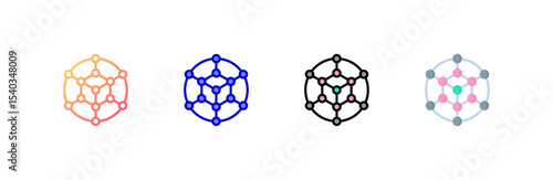 Nanotechnology icon set multiple style collection