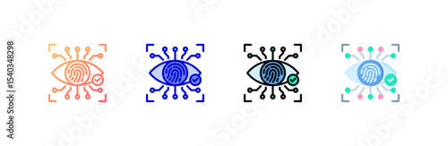 Biometrics icon set multiple style collection