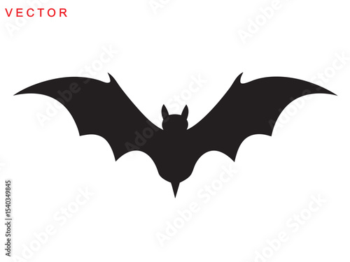 Halloween bat and bats silhouette, Bat icon, set of halloween bats vector illustration on a white background