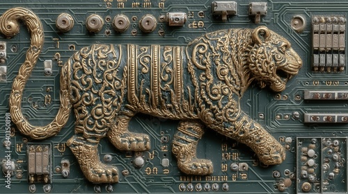 Ancient Chinese Tiger Tally with Circuit Board Fusion for Cybersecurity Awareness