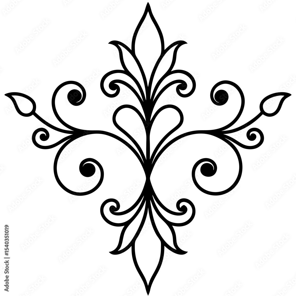 Abstract floral vector design element with swirling leaves and ornate spring flower illustrations Abstract floral vector design element with swirling leaves and ornate spring flower illustrations