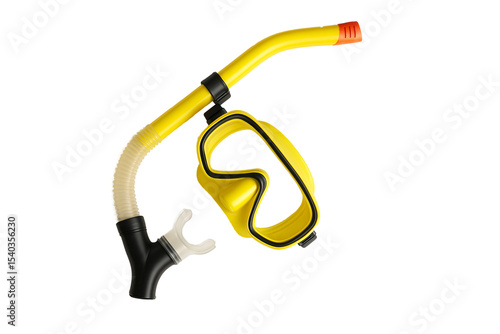 Schilderij op canvas yellow scuba diving mask isolated on a white background essential gear for underwater exploration, snorkeling, and diving adventures