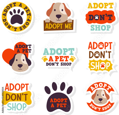 Adopt a Pet, Don't Shop Cute Animal Stickers Promoting Adoption