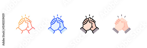 Arm Wrestling icon set multiple style collection