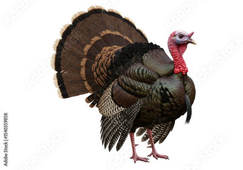 Isolated Wild Turkey with Colorful Plumage