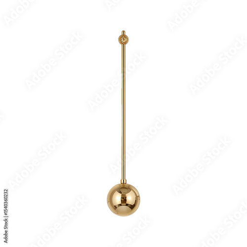 Golden pendulum bob, interior decoration, isolated on transparent background

