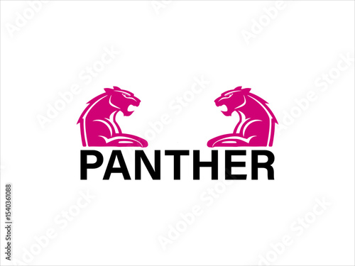 Pink Panther Logo Design Two Pink Panthers Facing Each Other V E C T O R magenta