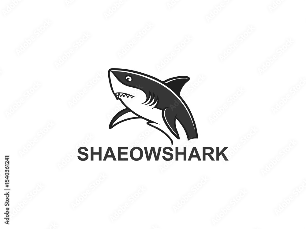 Grey and White Shark V E C T O R Logo Design Shaeowshark Brand Identity Graphic vector Grey and White Shark V E C T O R Logo Design Shaeowshark Brand Identity Graphic vector