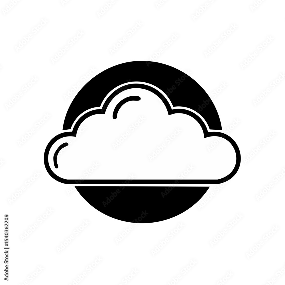White Fluffy Cloud Icon on Black Background Weather Symbol Flat Vector Illustration White Fluffy Cloud Icon on Black Background Weather Symbol Flat Vector Illustration