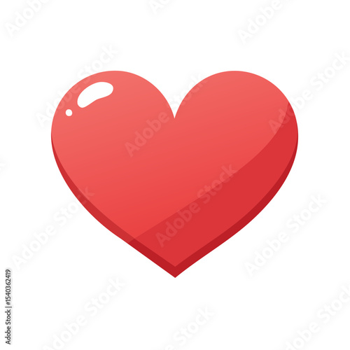 Single red heart illustration for love and romance concepts on a black background symbol of care and affection for Valentine's day greeting cards