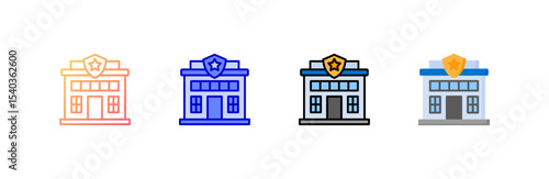 Police Station icon set multiple style collection