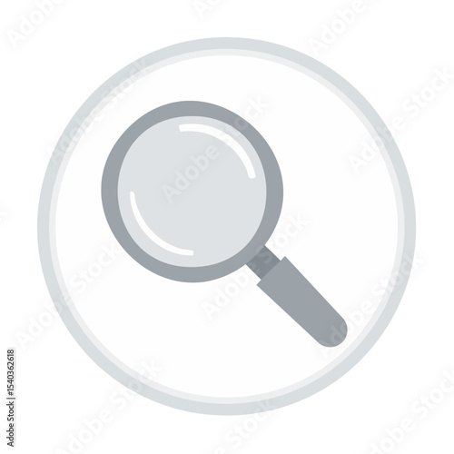 Magnifying Glass Icon Symbolizing Search Discovery and Exploration on White Round Button