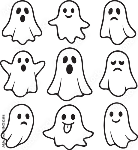Set of halloween ghost