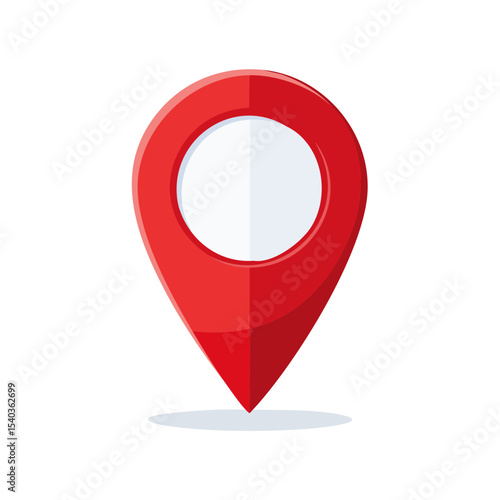 Vibrant red location pin pointer for maps and navigation against a solid black background illustration of pinpoint marker